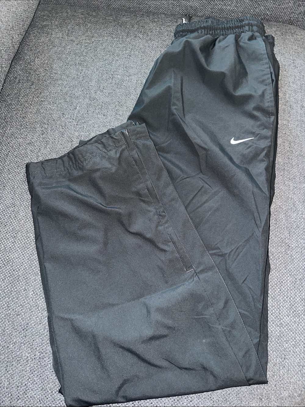 Nike Black charcoal Men's Jogger Track Pants with White Swoosh